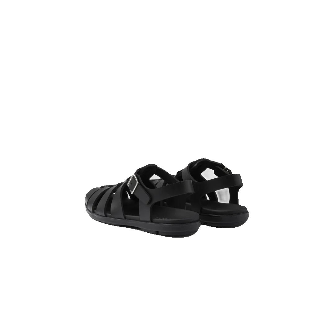 Prada 90mm Stride Suede Platform Fisherman Sandals - Black