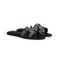 Hermès Hermes Epsom Oran Sandal - Black with mesh/crystal pattern