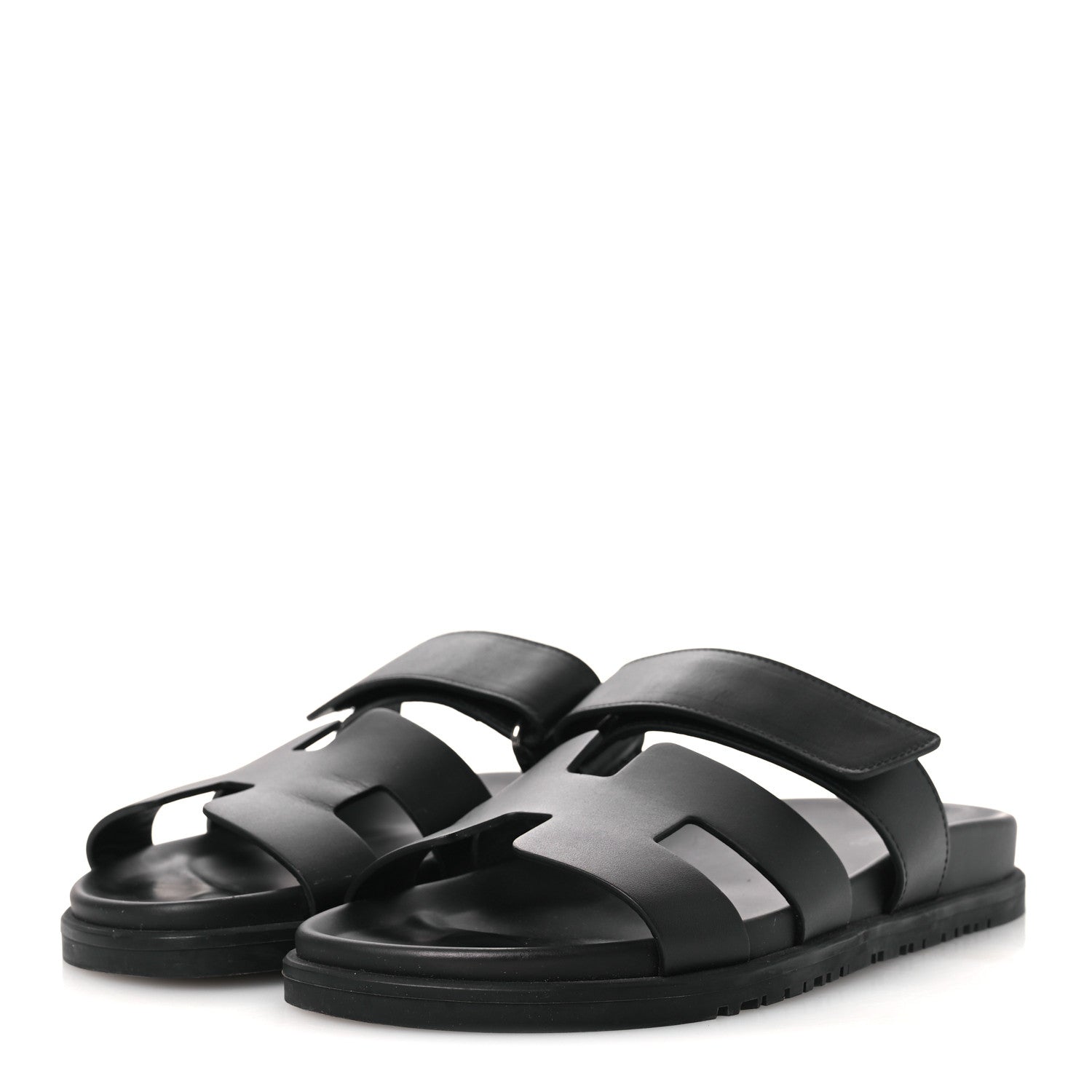 HERMES CHYPRE SANDALS CALFSKIN BLACK