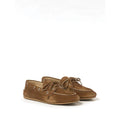 Miu Miu Brushed Leather Slingback Loafers - Tan/Suede