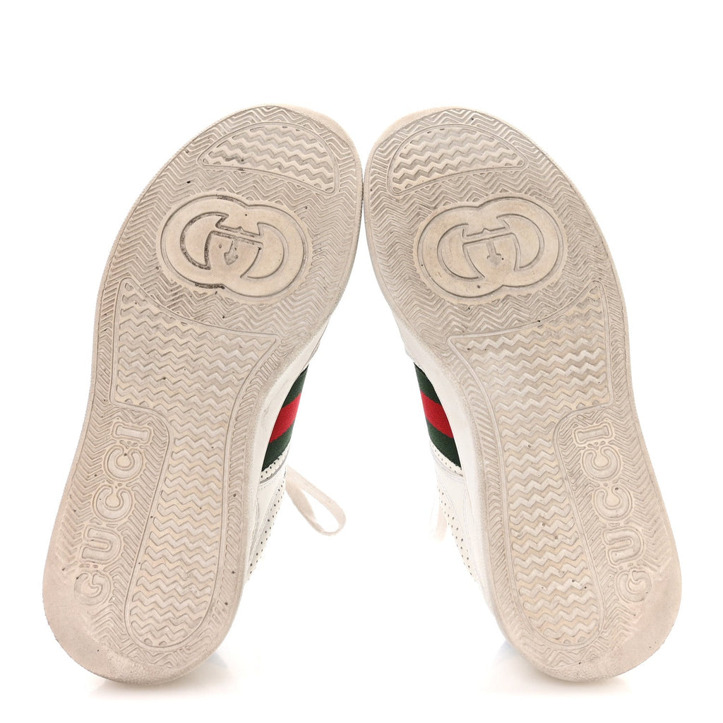 GUCCI CALFSKIN CROCODILE WEB ACE SNEAKERS WHITE BEIGE & GG MONOGRAM