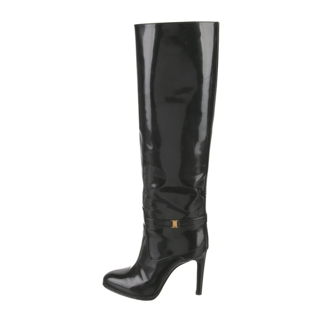 Saint Laurent Hunt 25mm Leather Boots - Black (knee-high stiletto, different model)