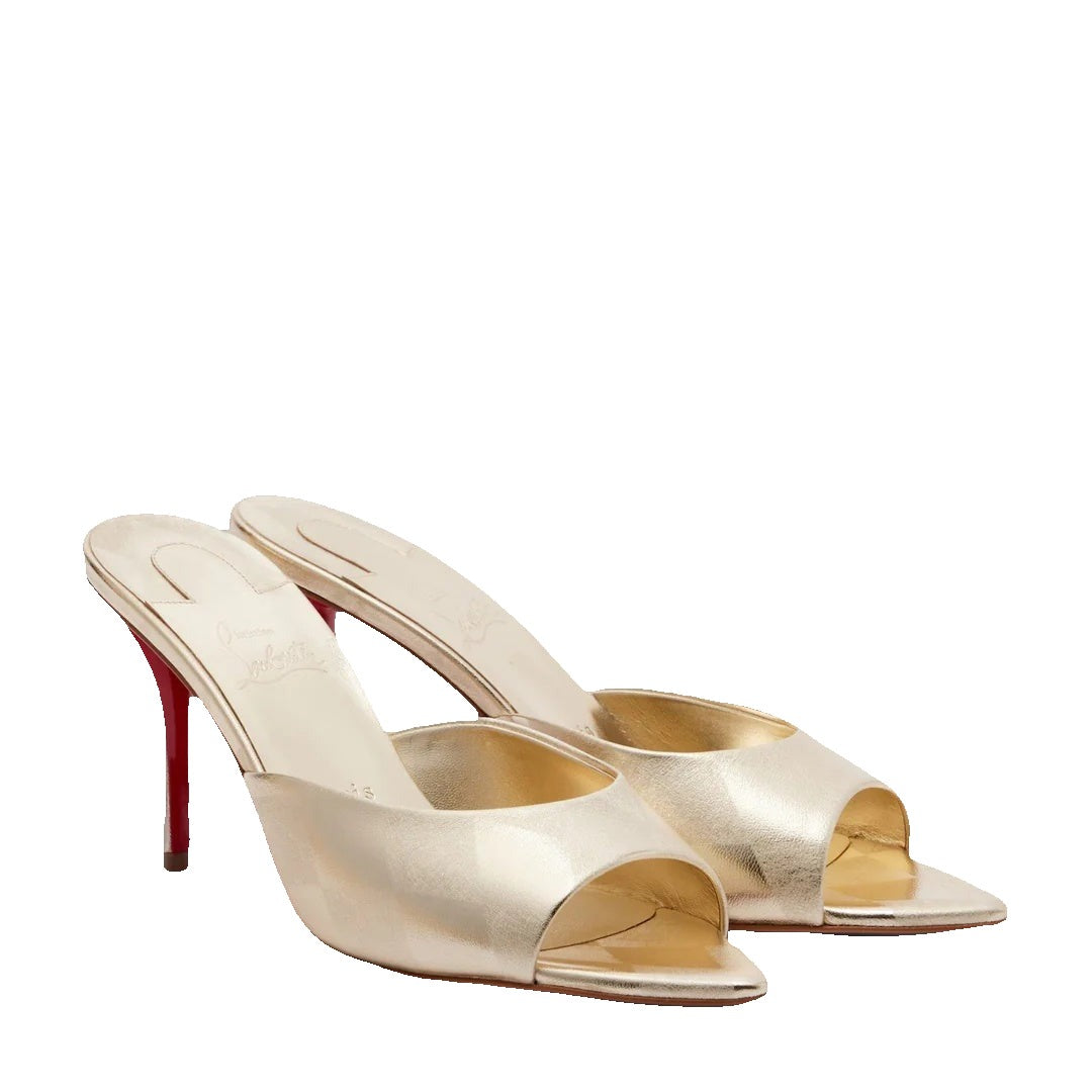 Christian Louboutin Miss Z 100 Crystal Mules - Gold/Champagne