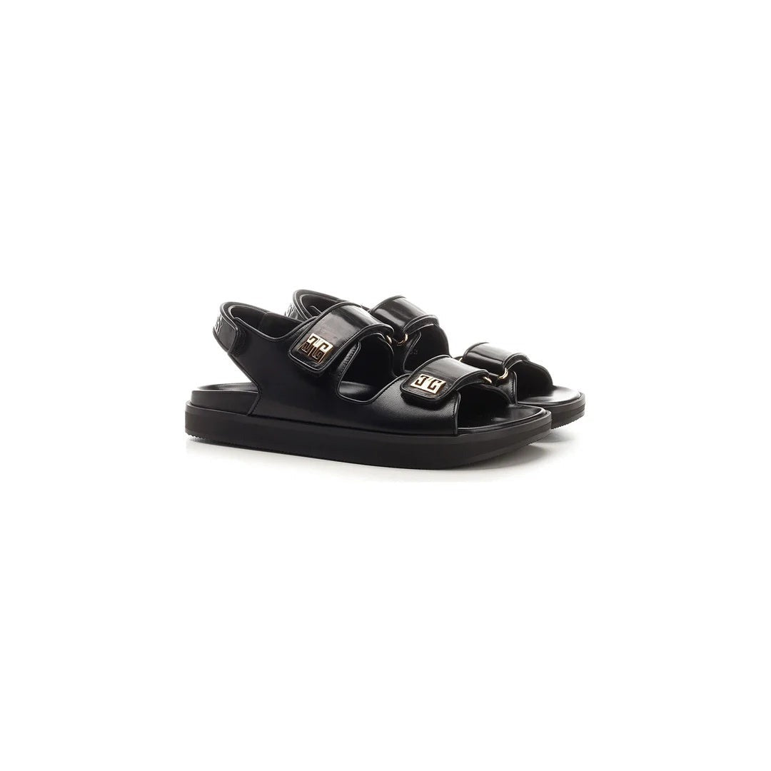 Givenchy Smooth Calfskin 4G Logo Flat Sandal - Black