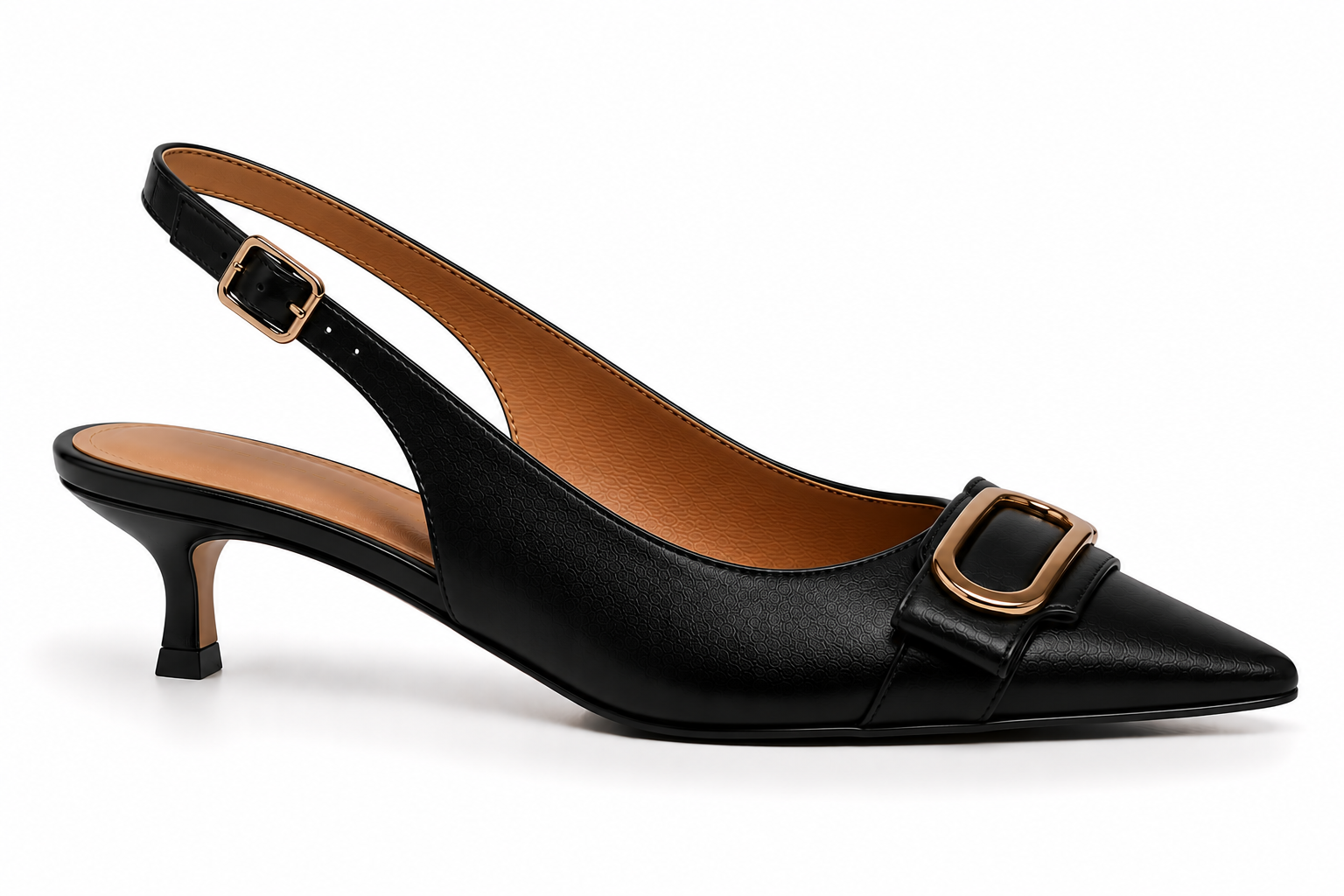 ROZIERA BLACK GOLD ALLY KITTEN HEEL