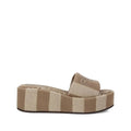 Fendi Sunshine Pequin Striped Platform Sandals - Beige/Tan
