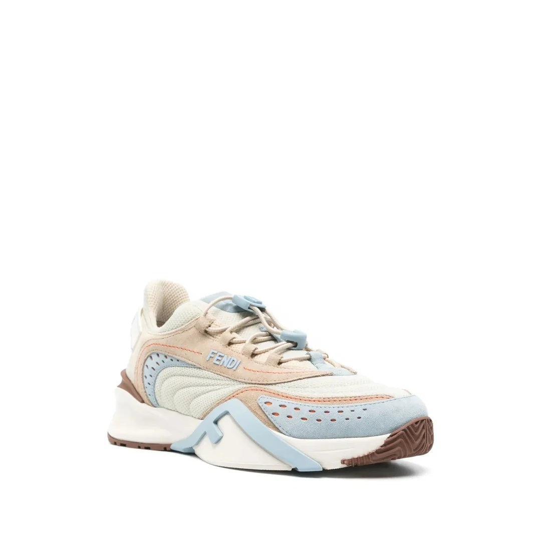 Fendi Flow Colorblock Suede Runner Sneakers - Beige/Light Blue