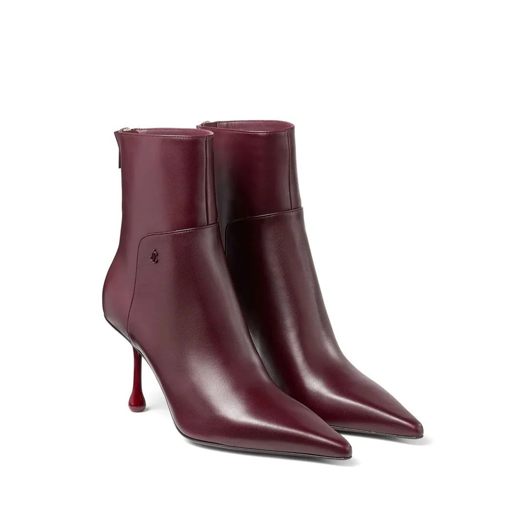 Jimmy Choo Cycas 80 Leather Boots - Burgundy