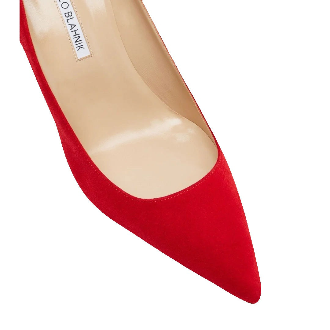 Manolo Blahnik 90mm BB Raffia Pointed-Toe Pumps - Red