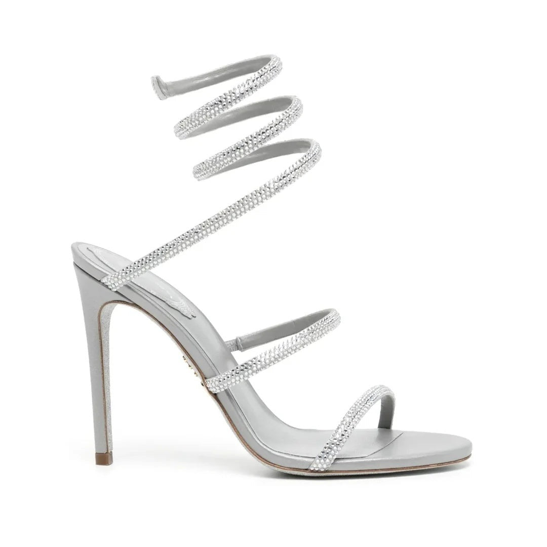 René Caovilla Cleo Rhinestone-Embellished Sandal - Silver