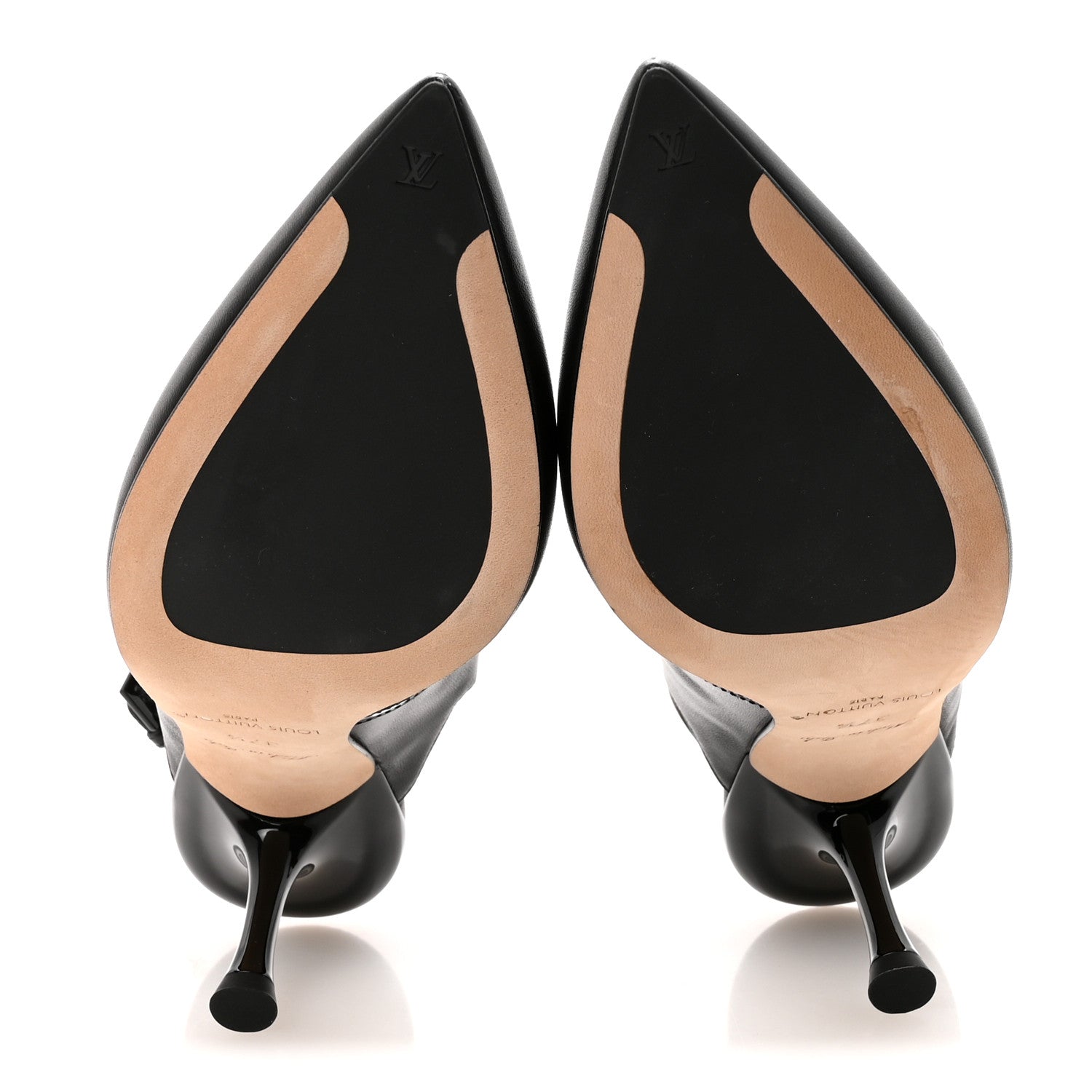 LOUIS VUITTON LAMBSKIN PATENT ROMY SLINGBACK PUMPS BLACK