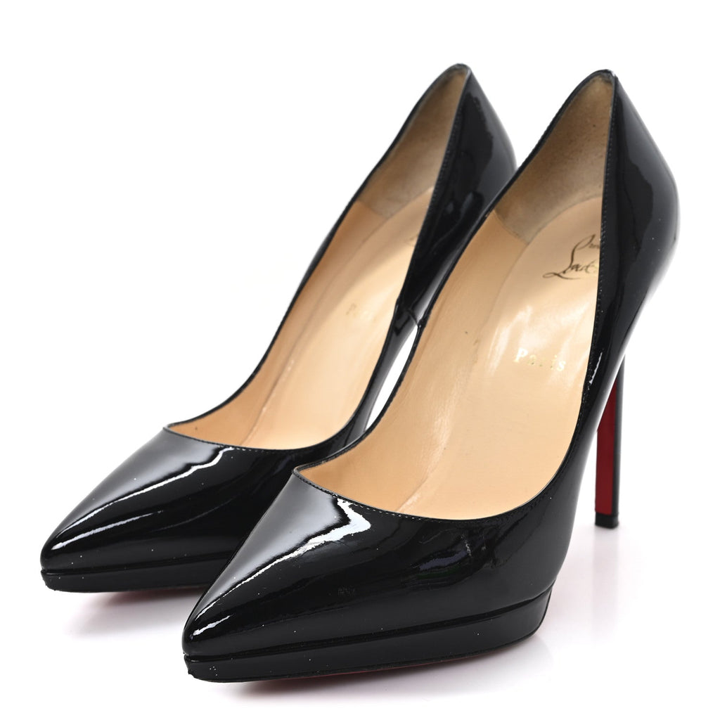 CHRISTIAN LOUBOUTIN PATENT PIGALLE PLATO PLATFORM PUMP BLACK