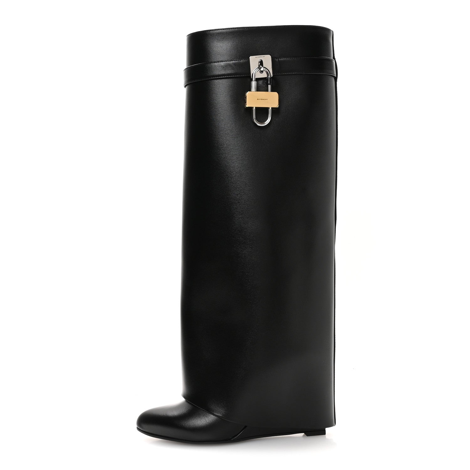 GIVENCHY BOX CALFSKIN SHARK LOCK PANT BOOT NATURAL BLACK