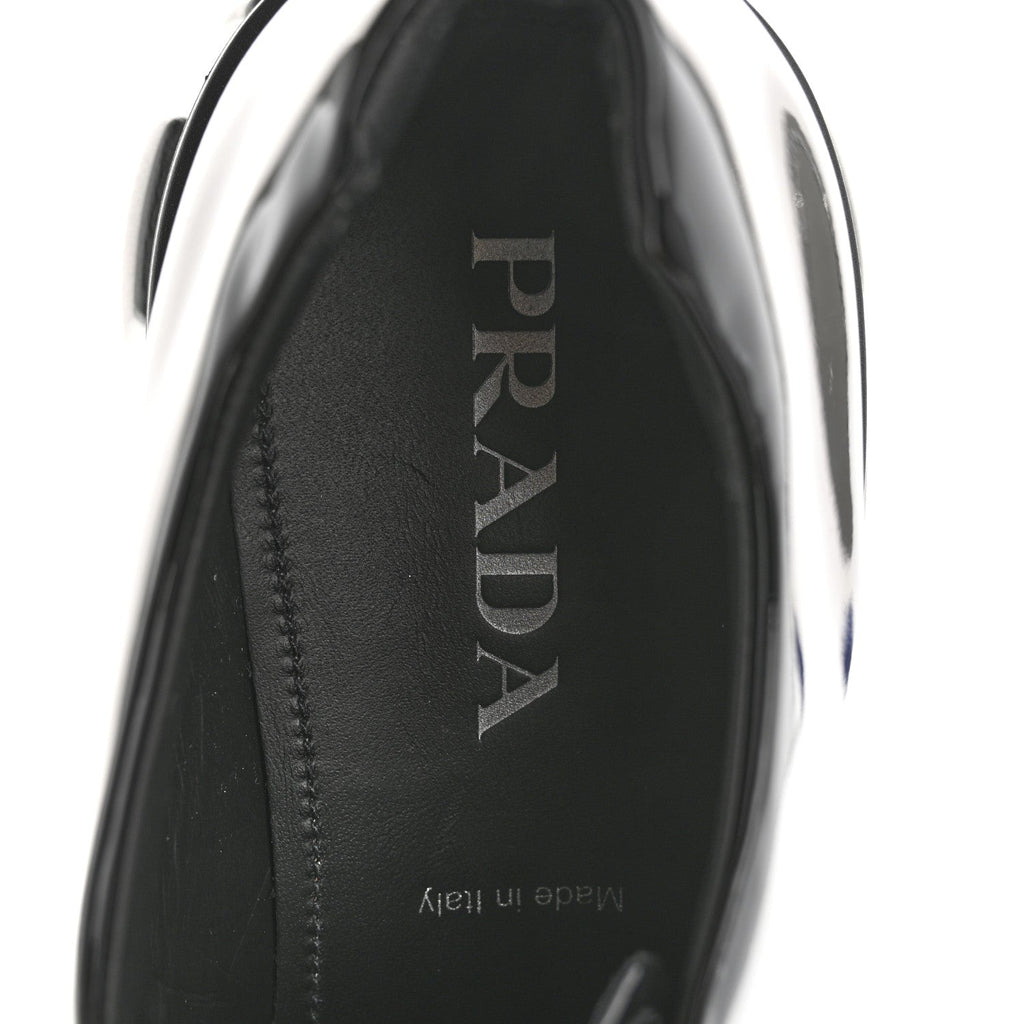 PRADA MONOLITH DERBY LOAFERS BLACK PATENT BLACK