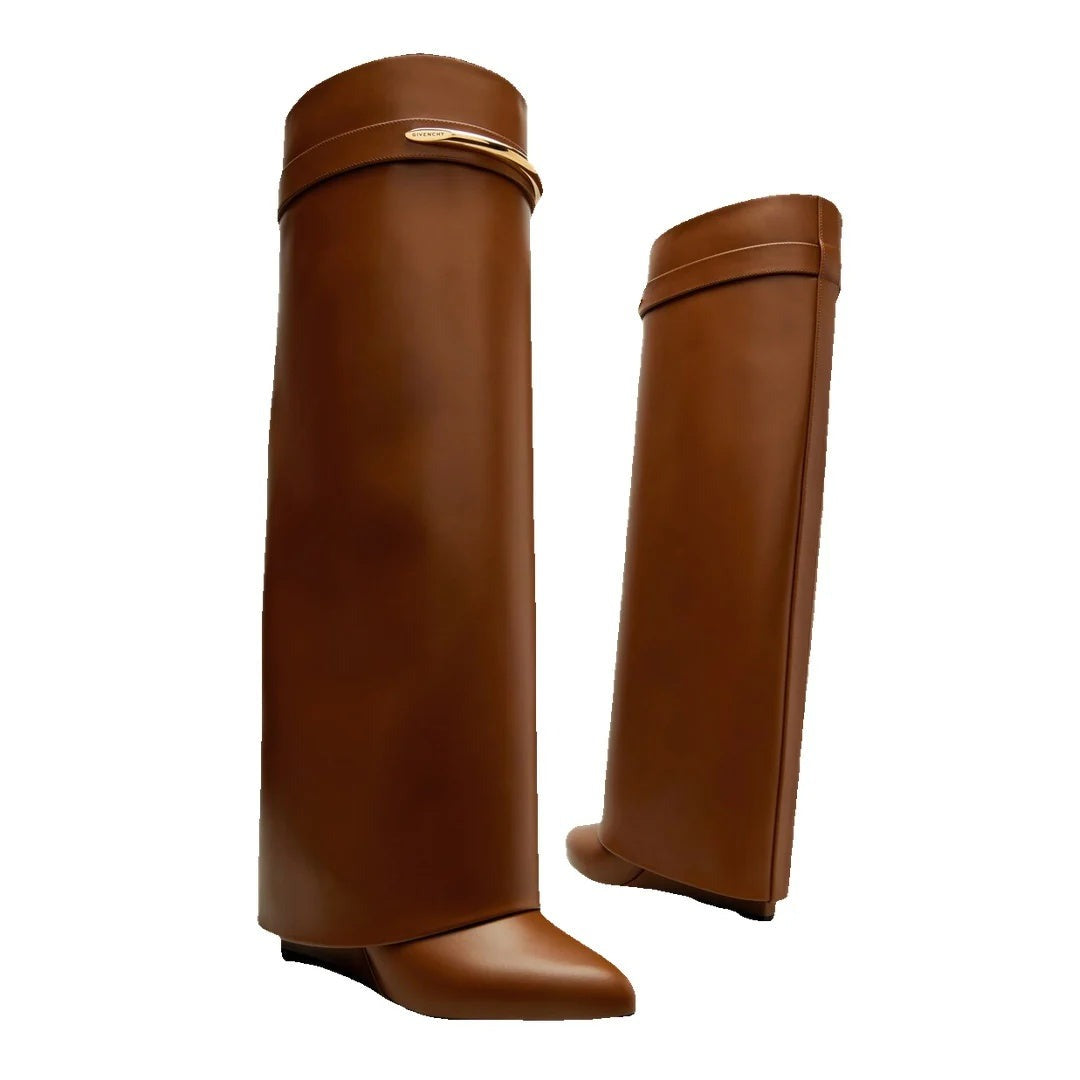 Givenchy Shark Pinch 95 Leather Knee-High Boots - Brown