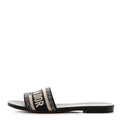 Christian Dior Dway Embroidered Flat Slide Sandals Camel Canvas - Blue/Navy