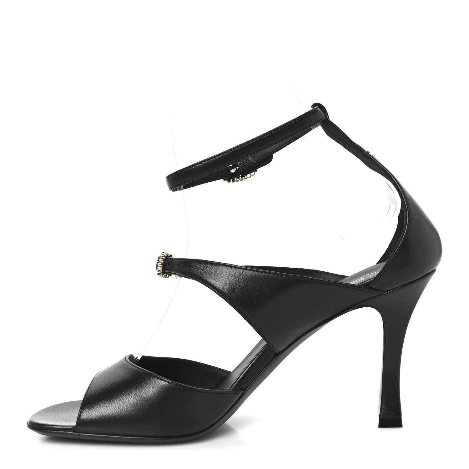 CHANEL LAMBSKIN CC LOGO THONG SANDAL BLACK