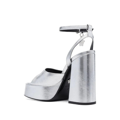Versace 120mm La Medusa Espadrille Platform Sandals - Silver