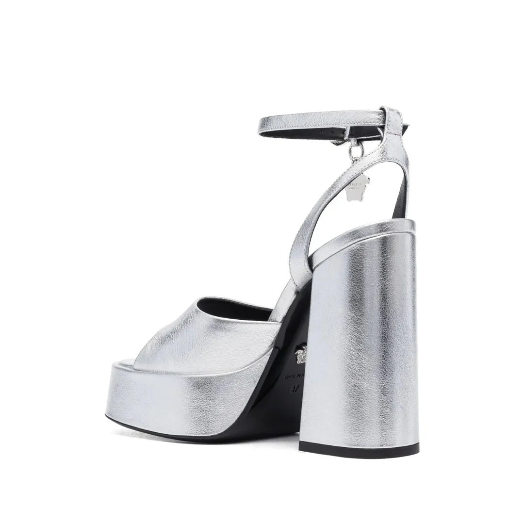Versace 120mm La Medusa Espadrille Platform Sandals - Silver