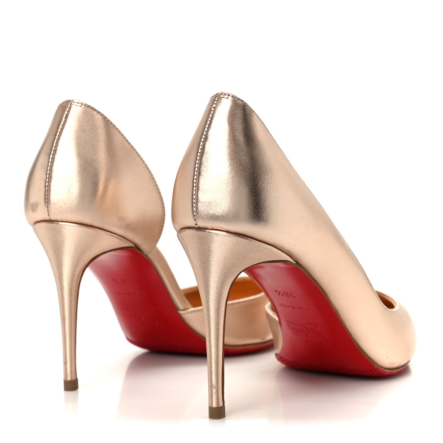 CHRISTIAN LOUBOUTIN CALFSKIN LAMINATO SATIN IRIZA D'ORSAY PUMP PINK