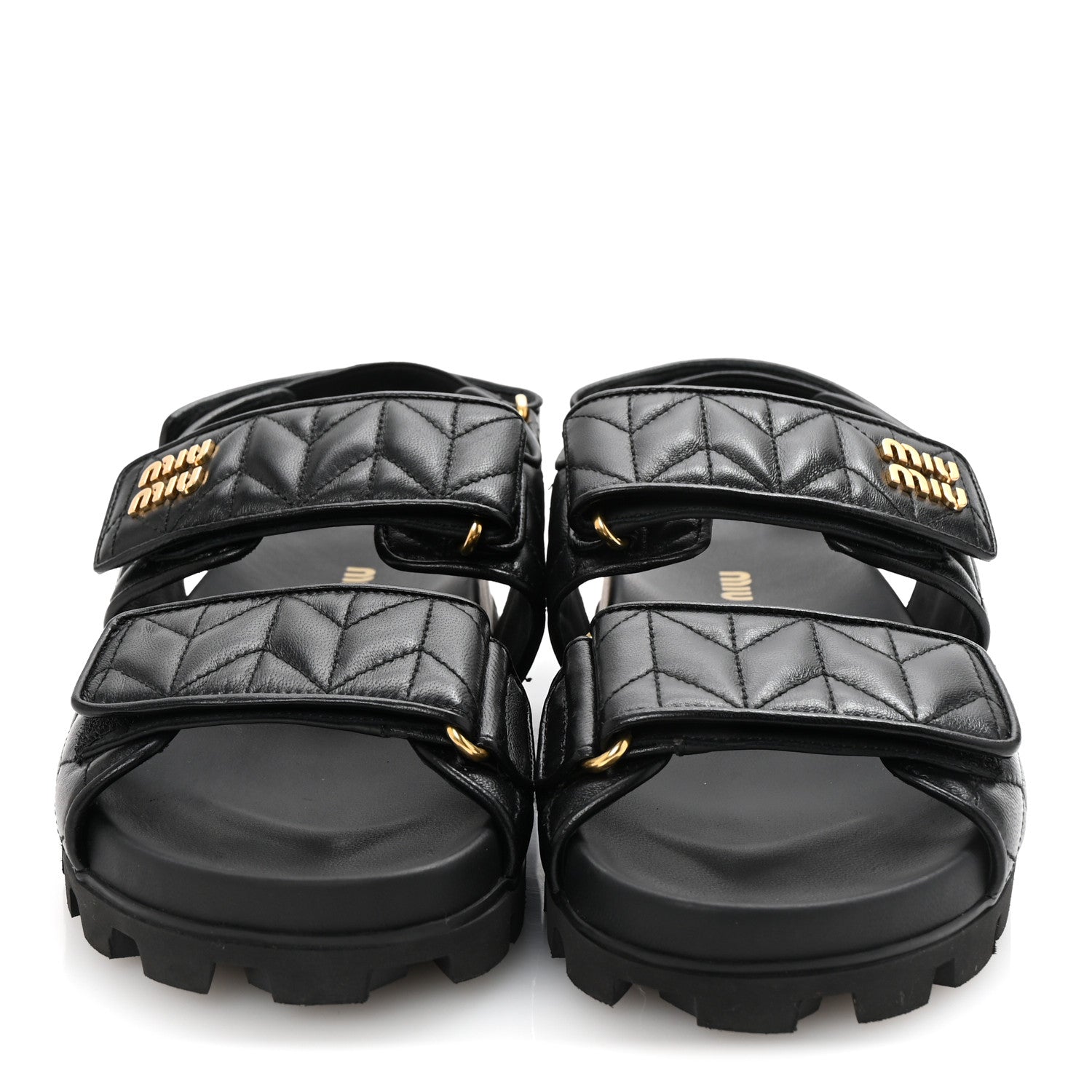 MIU MIU NAPPA MATELASSE SPORTY SANDAL BLACK
