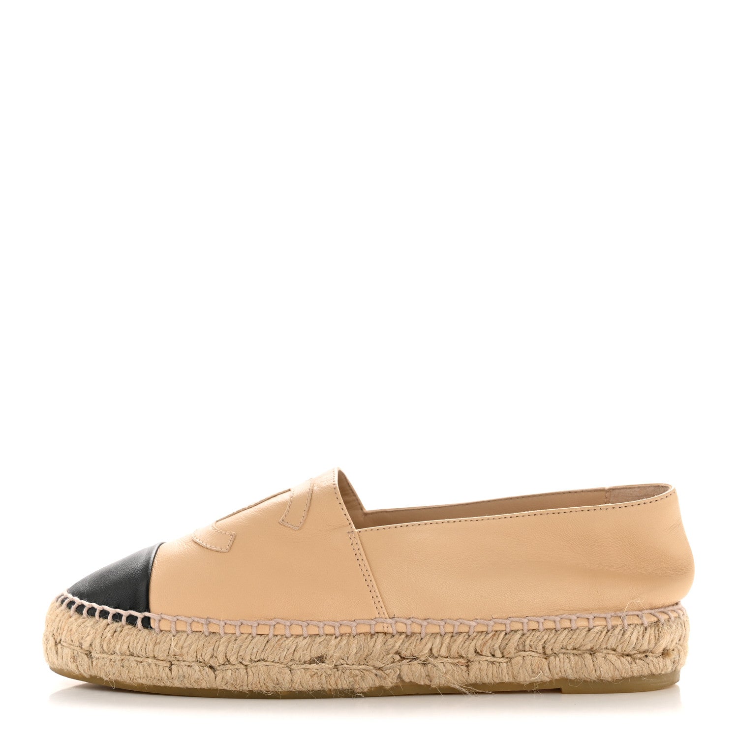 CHANEL ESPADRILLES LAMBSKIN BEIGE/BLACK