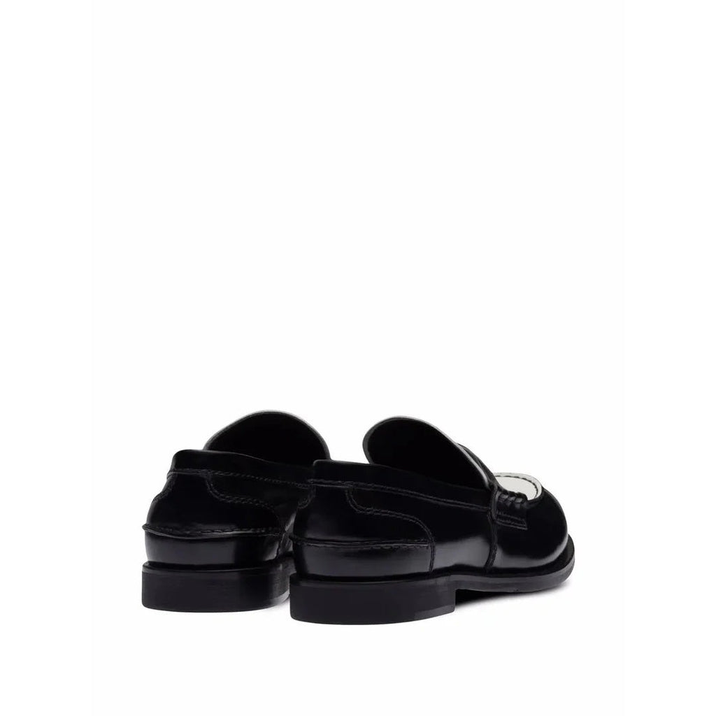 Miu Miu Cognac Woven Leather Penny Loafers - Black and White