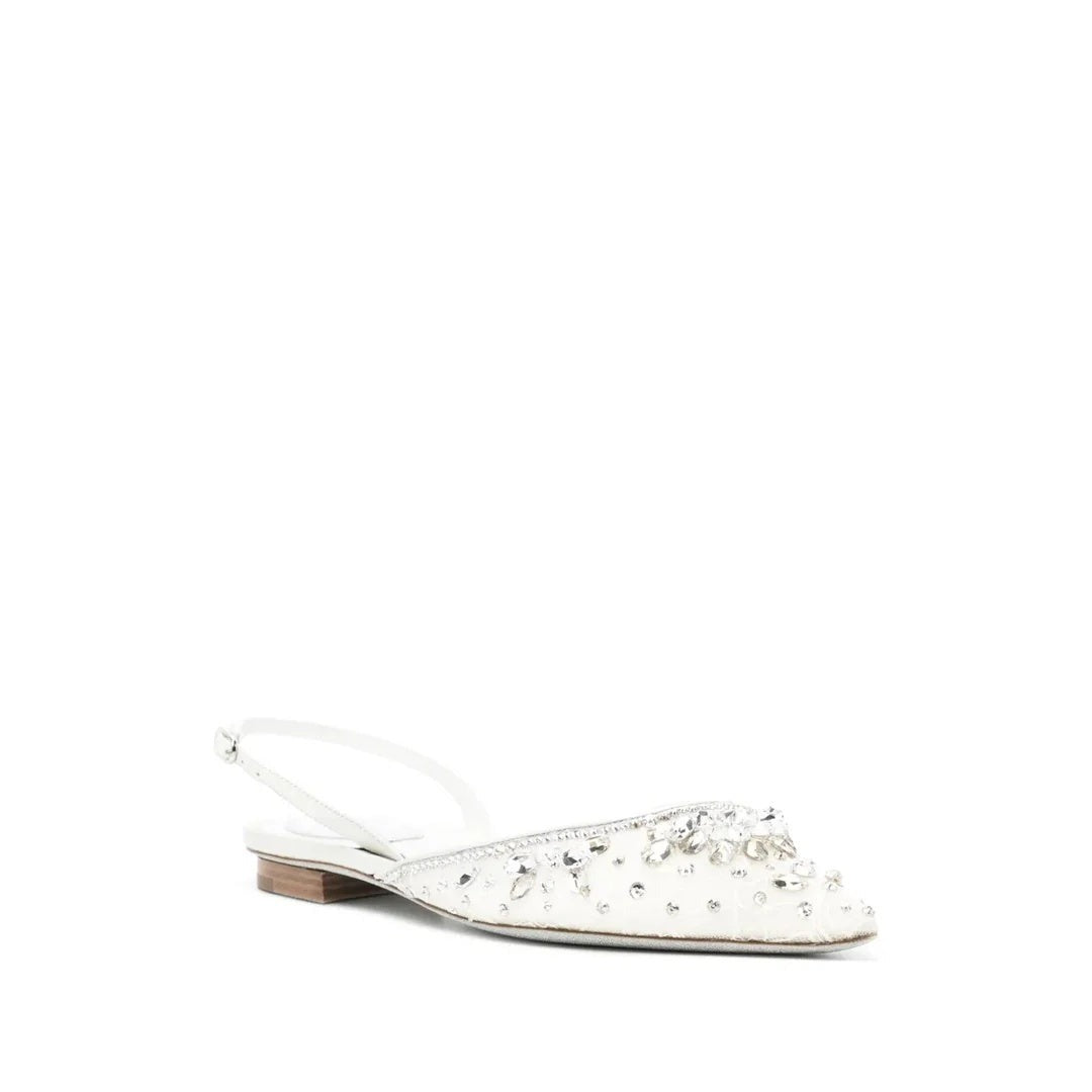 René Caovilla Cinderella Embellished Pump - White (flat, different model)