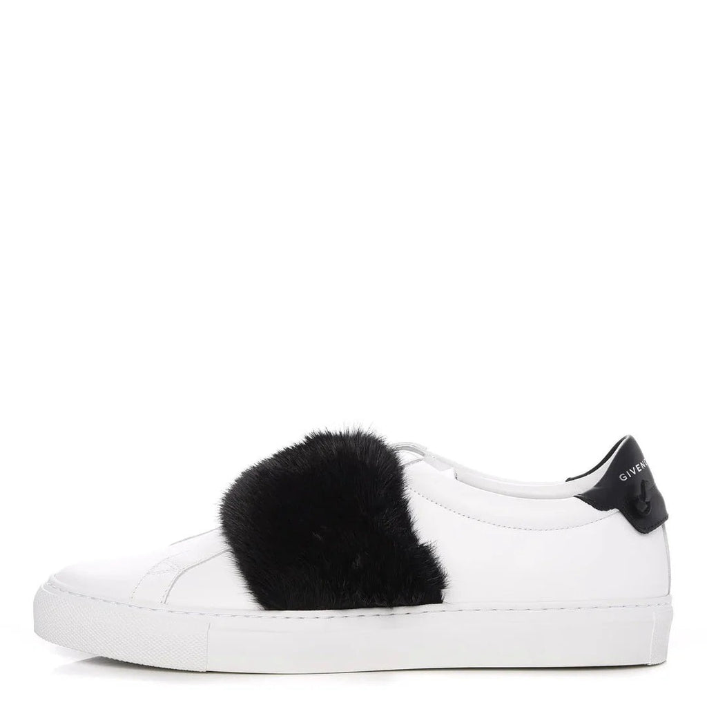 Givenchy Calfskin Mink Fur Urban Street Sneaker White - White/Black