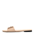 Fendi Vitello Baguette Flat Slide Sandal - Beige/Nude