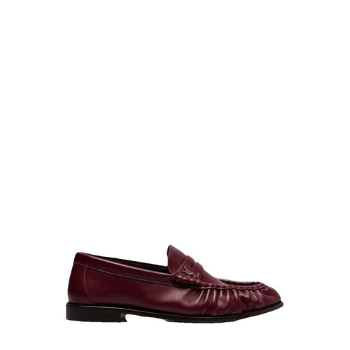 Saint Laurent Gathered Cassandre Loafers - Burgundy