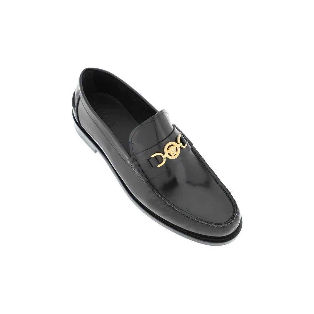 Versace Rovere Guanto Leather Loafers - Black