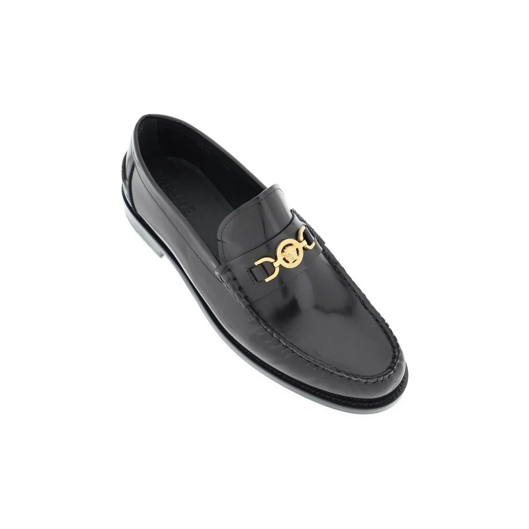 Versace Rovere Guanto Leather Loafers - Black
