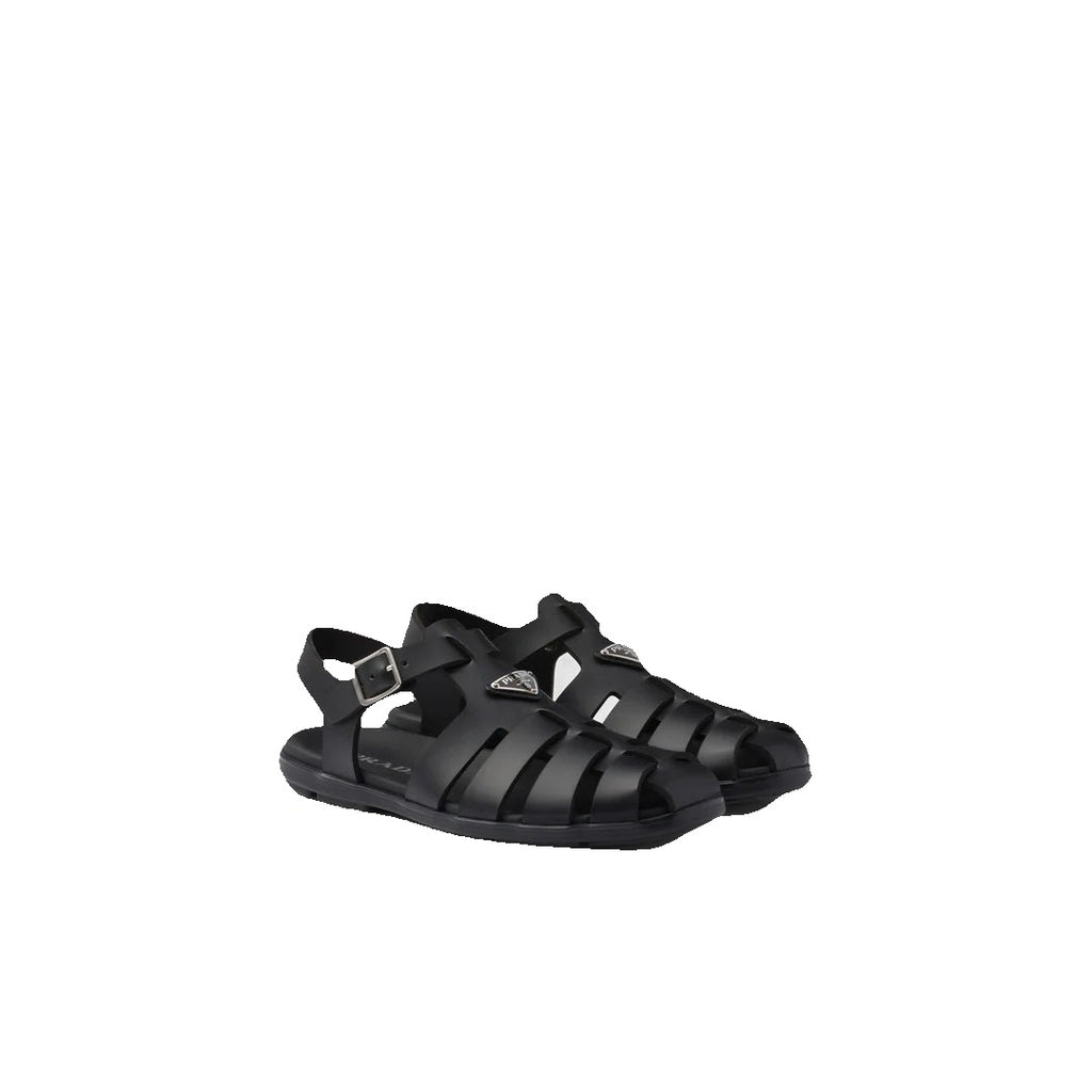 Prada 90mm Stride Suede Platform Fisherman Sandals - Black
