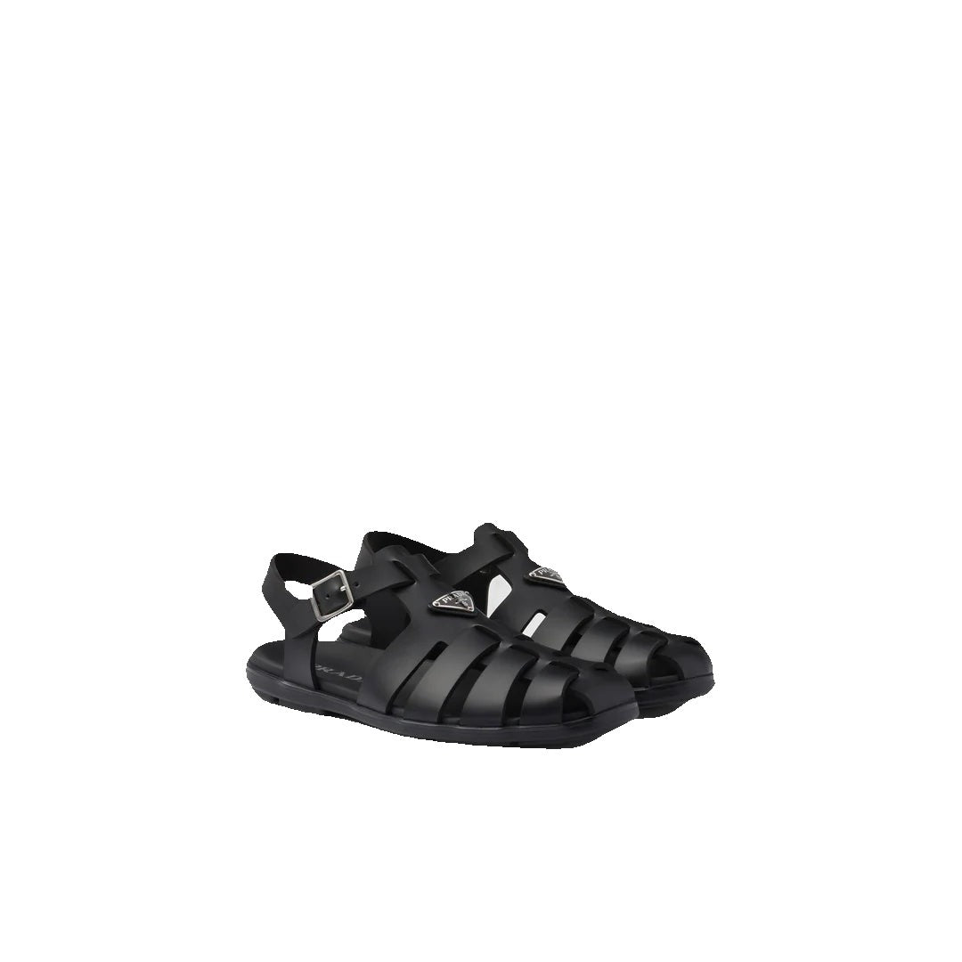 Prada 90mm Stride Suede Platform Fisherman Sandals - Black