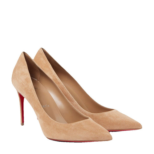 Christian Louboutin 85mm Sporty Kate Suede Sole Pumps - Tan