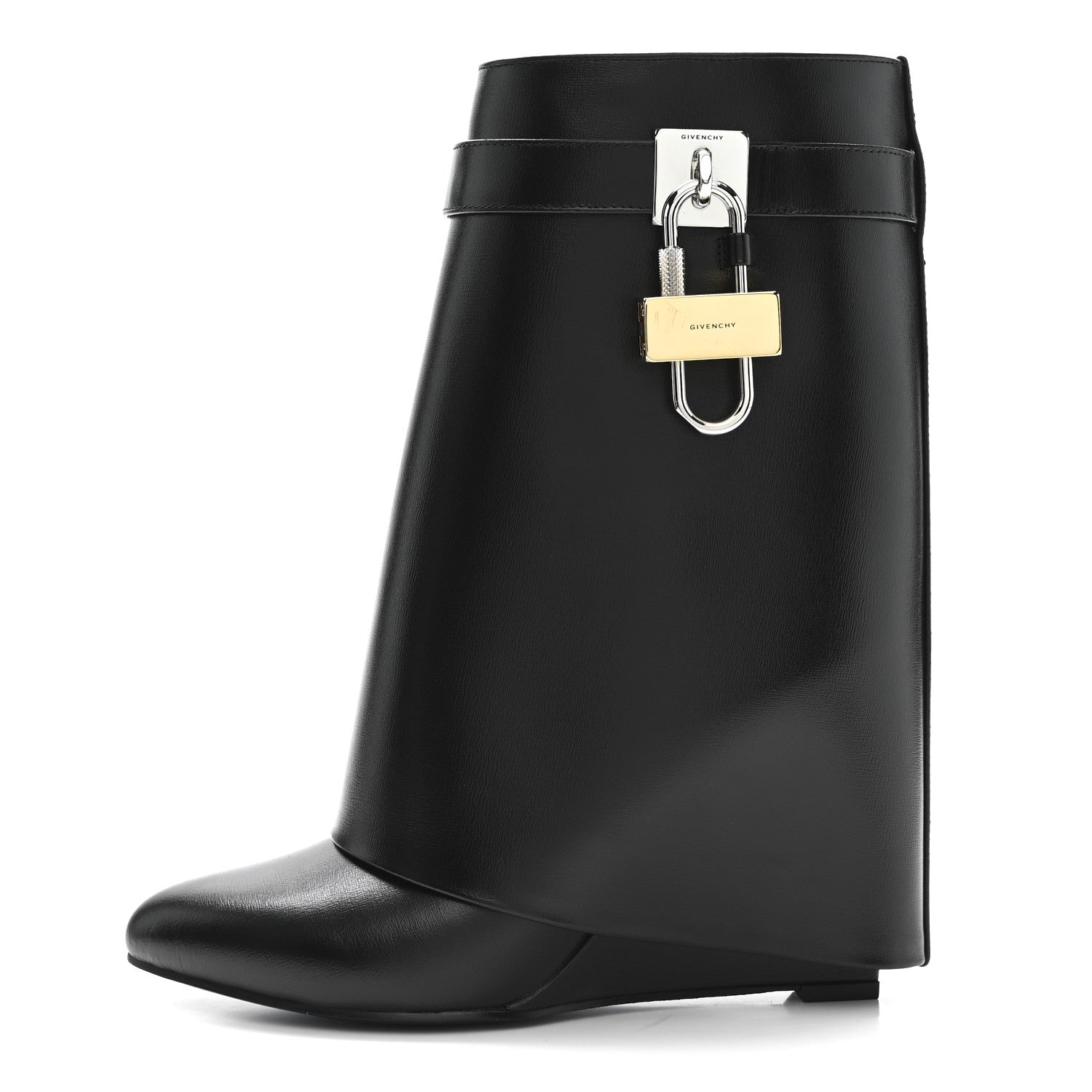 GIVENCHY CALFSKIN SHARK LOCK ANKLE BOOT BLACK