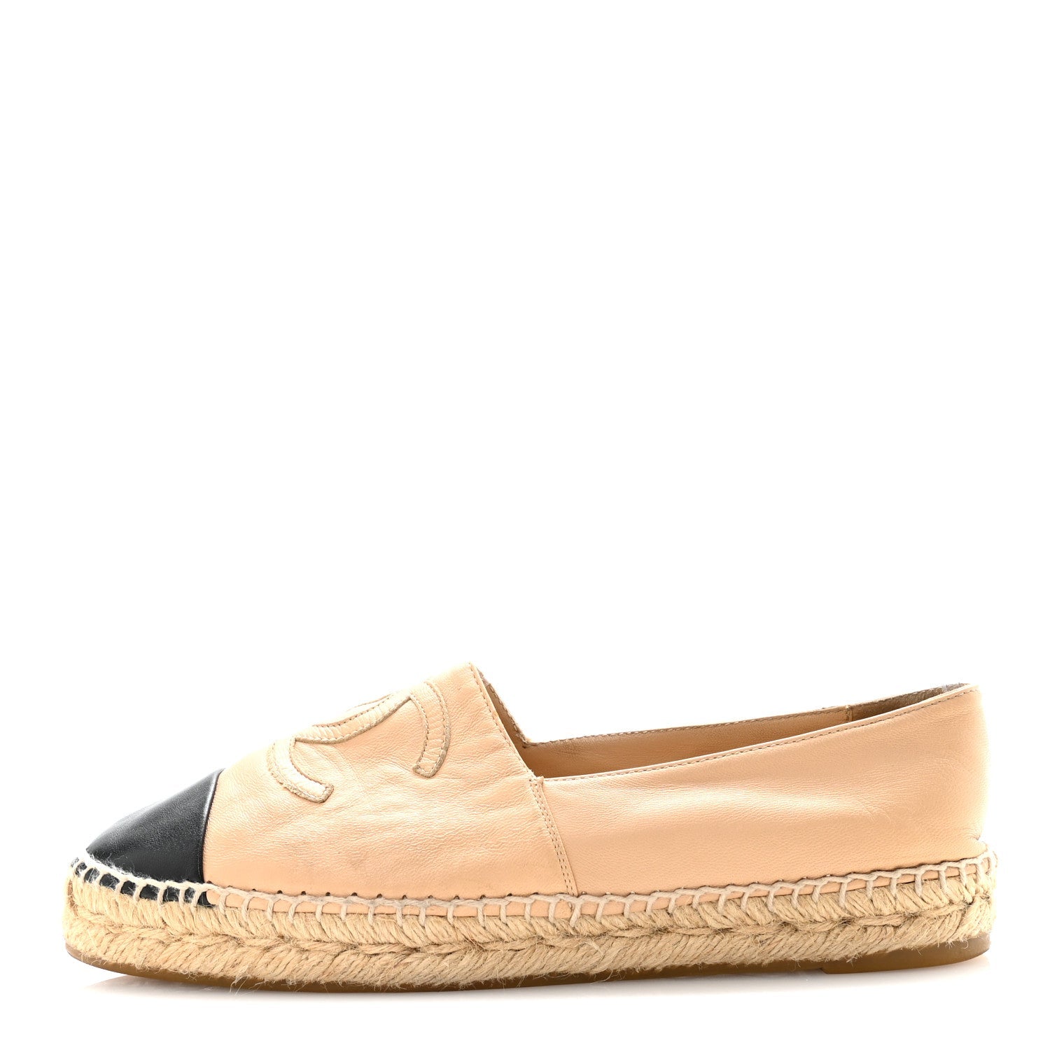 CHANEL ESPADRILLES LAMBSKIN BEIGE/BLACK
