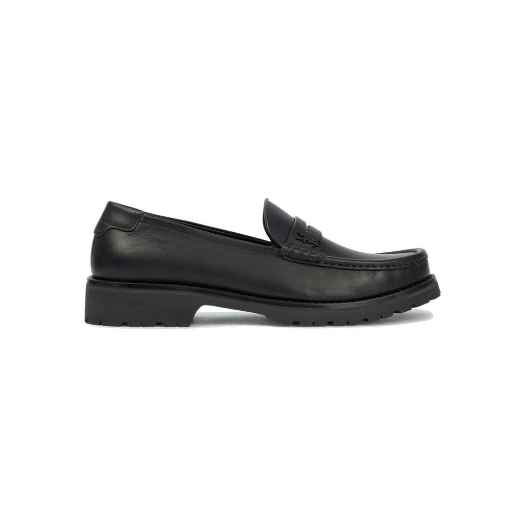 Saint Laurent Logo-Plaque Gathered Loafers - Black