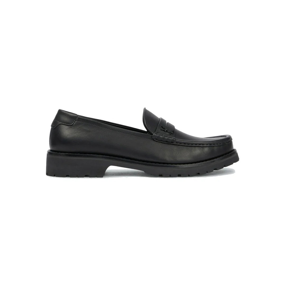 Saint Laurent Logo-Plaque Gathered Loafers - Black