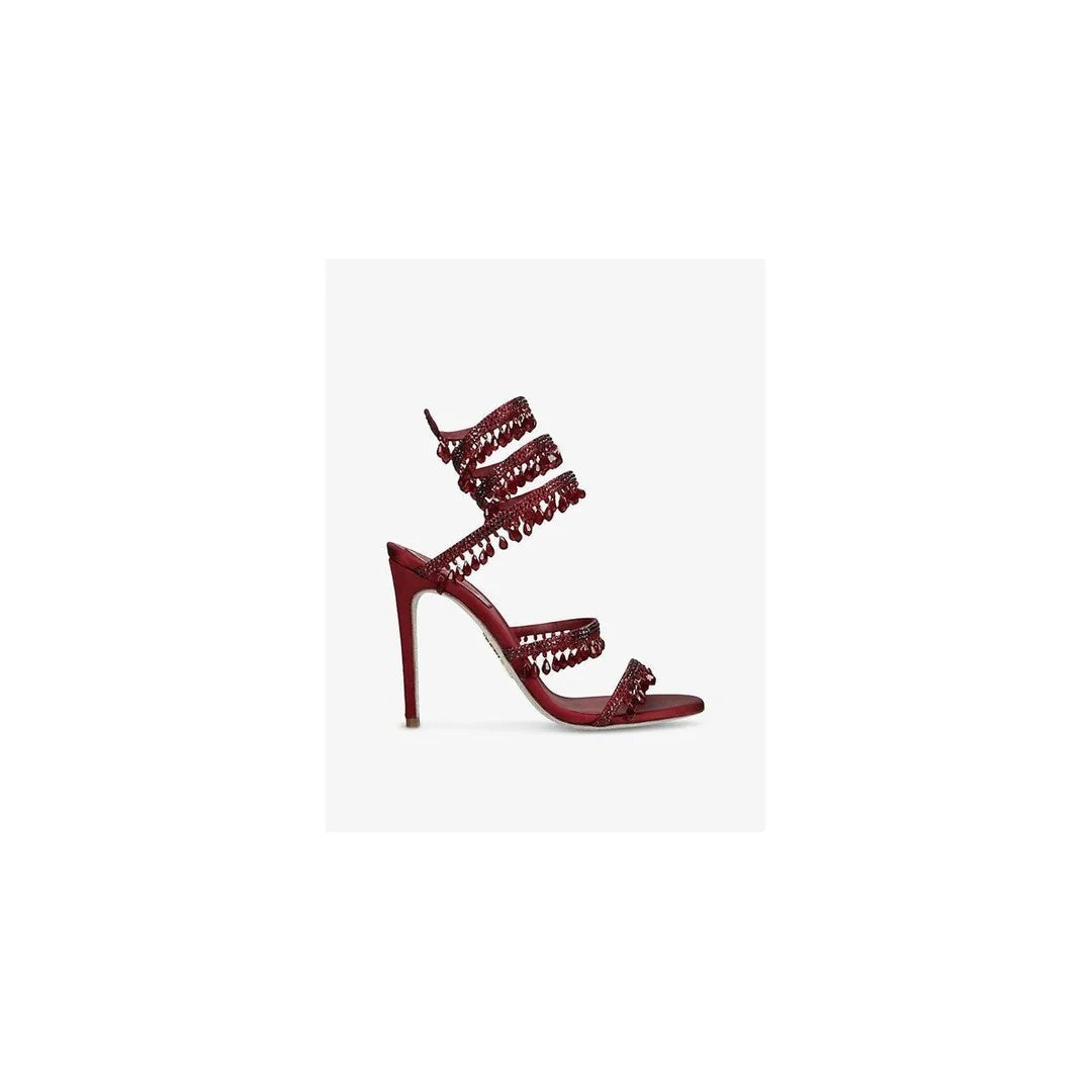 René Caovilla Satin Chandelier Heeled Mule 80 - Red
