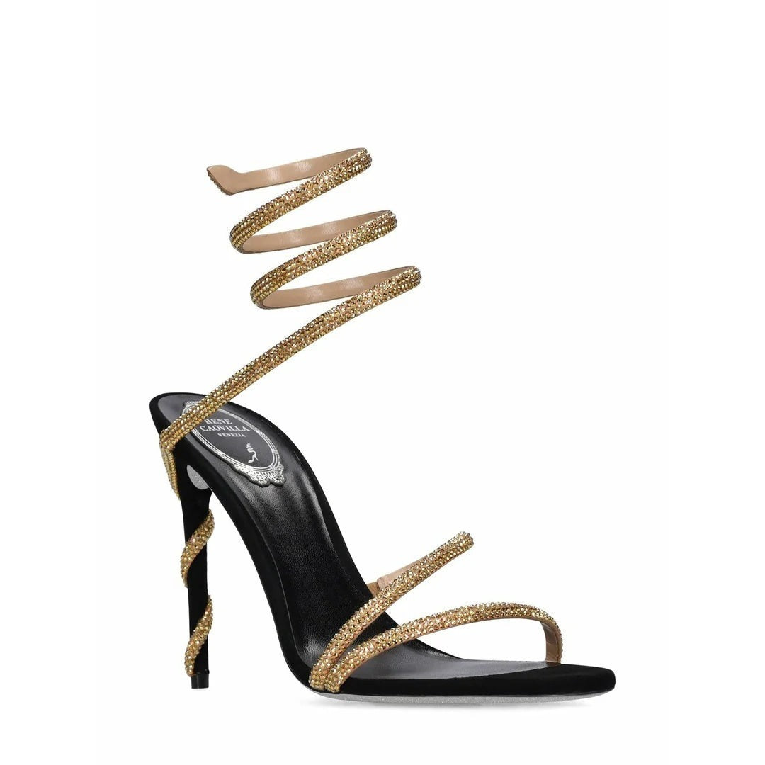 René Caovilla High Heel Sandal - Gold/Black