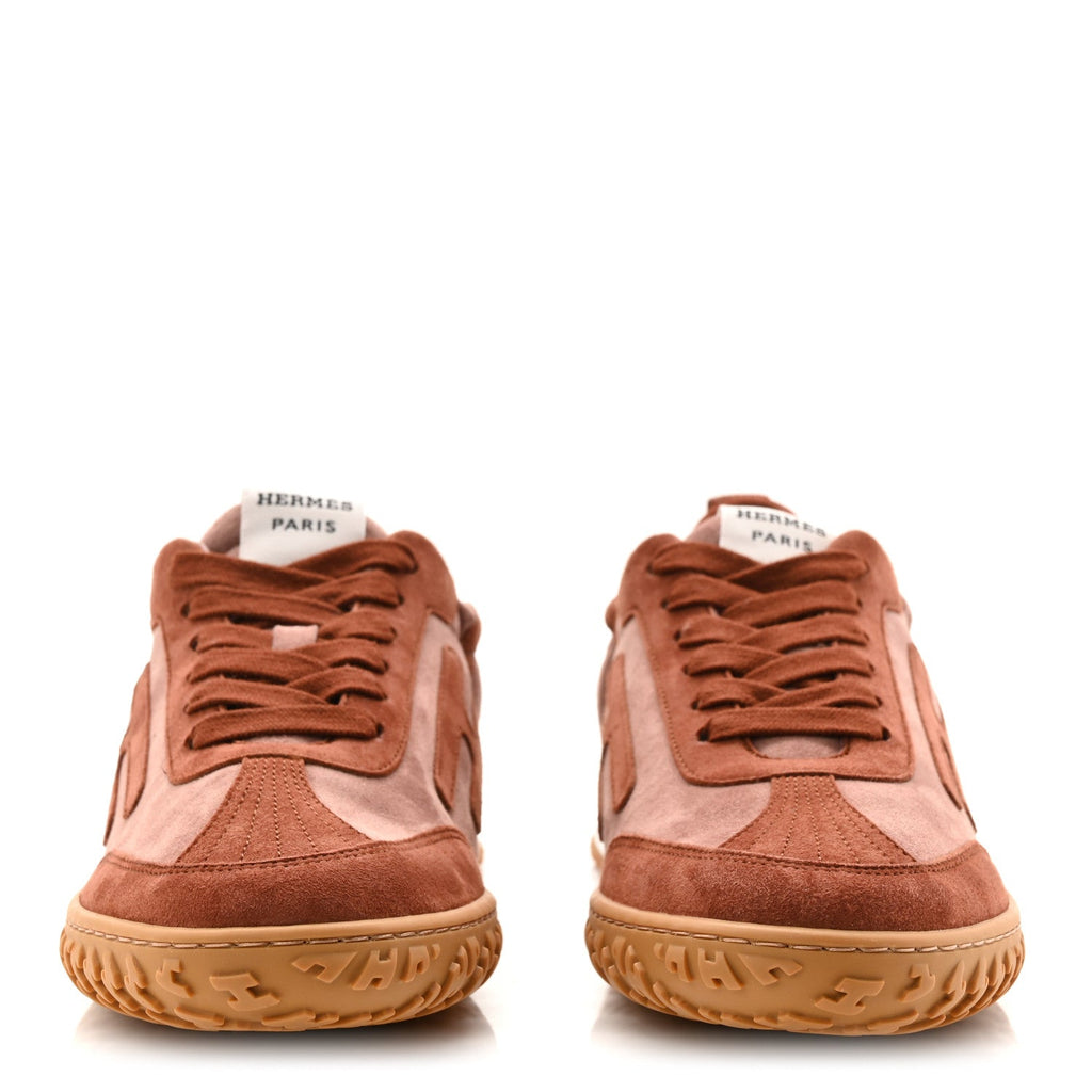 HERMES JET SNEAKER SUEDE ROSE ANTIQUE/ROUGE SEPIA