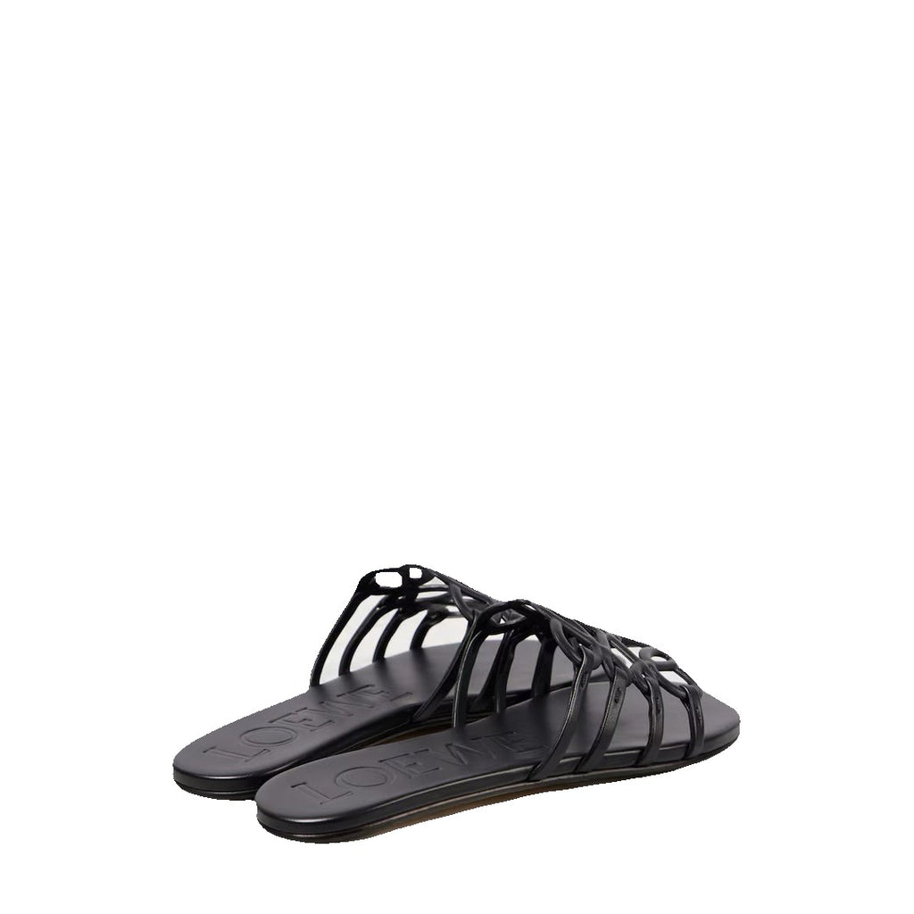Loewe Petal Anagram Slide Vegetable-Tanned Calfskin - Black