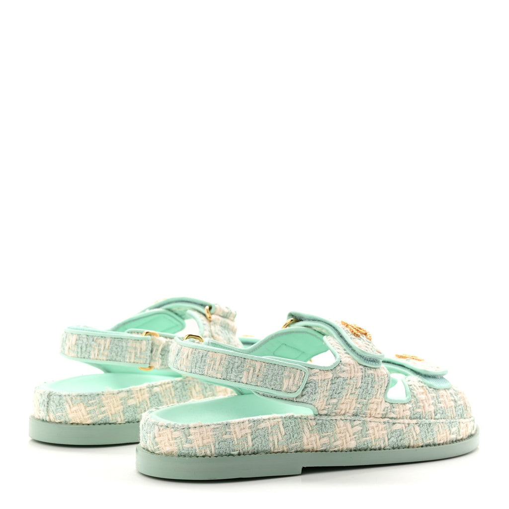 CHANEL TWEED BLUE DAD SANDALS