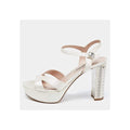 Miu Miu Patent Crystal Embellished Ankle Strap Sandal - White (satin platform variant)