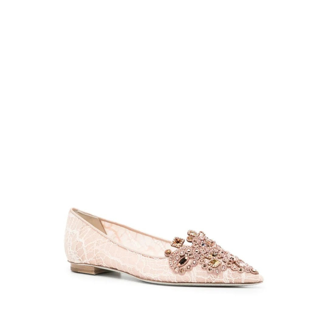René Caovilla Veneziana 50mm Crystal Slingback Pump - Pink/Nude
