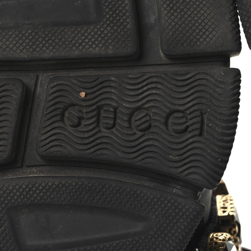GUCCI FLASHTREK MESH CALFSKIN REMOVABLE CRYSTALS SNEAKERS SILVER