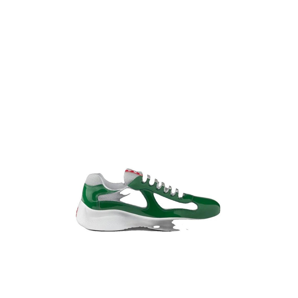 Prada Patent-Leather And Technical-Fabric America's Cup Sneakers - Green