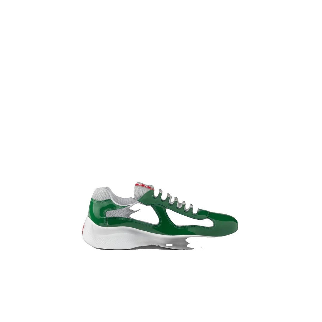 Prada Patent-Leather And Technical-Fabric America's Cup Sneakers - Green